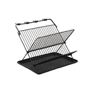 5Five 2Tier Met With Pp Fold Dish Drain  |  Dish Drainers & Accessories Dish Drainers & Accessories Black