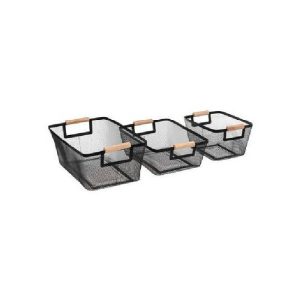 5Five Basket X3 Mtl/Wood  |  Storage Baskets & Boxes Household Goods Black