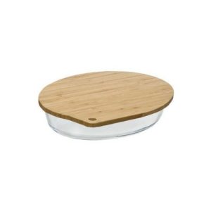 5Five Glass Oval Dish With Bamboo Lid 30Cm X 21Cm  |  Food Storage Food Storage Clear