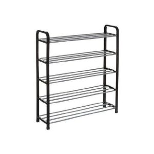 5Five Mtl/Plas Shoe Rack 16P Disp  |  Shoe Racks & Cabinets Household Goods Black