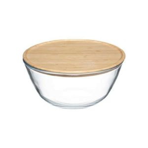 5Five Salad Bowl Glass 2.5L With Lid Bamboo  |  Food Storage Food Storage Food Storage