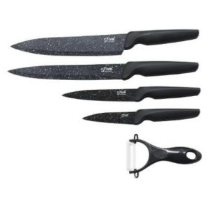 5Five Set Of 5 Stainless Steel Knives  |  Utensils Kitchenware Black