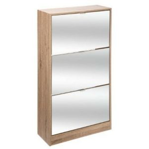 5Five Shoe Rack – 3 Door Cabinet Natural /Mirror  |  Shoe Racks & Cabinets Household Goods Shoe Racks & Cabinets