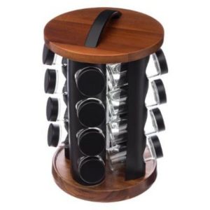 5Five Spice Rack With Acacia Base And 16 Jars  |  Racks, Holders & Trollies Kitchenware Brown