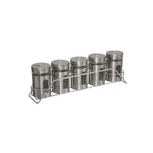 5Five Spice Rack X5 Glass With Stainless Steel  |  Racks, Holders & Trollies Kitchenware Racks, Holders & Trollies