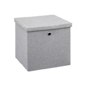 5Five Storage Box 31Cm X 31Cm Lid Coton Grey  |  Storage Baskets & Boxes Household Goods Grey