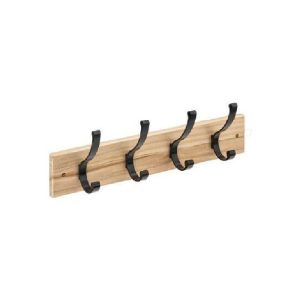 5Five Wood/Black Mtl Wall Hook 4Hooks  |  Clothes Hangers Clothes Hangers Black