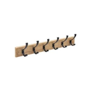 5Five Wood/Black Mtl Wall Hook 6Hooks  |  Clothes Hangers Clothes Hangers Black