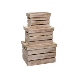 5Five Wooden Crate Box X3  |  Storage Baskets & Boxes Household Goods Natural