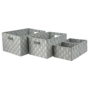 5Five Woven Grey Basket X4  |  Storage Baskets & Boxes Household Goods Grey