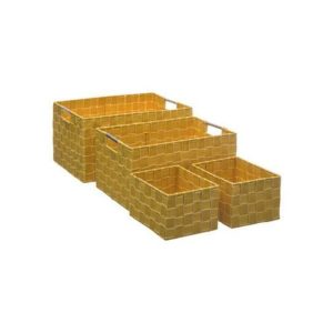 5Five Yellow Storage Baskets X4  |  Storage Baskets & Boxes Household Goods Storage Baskets & Boxes