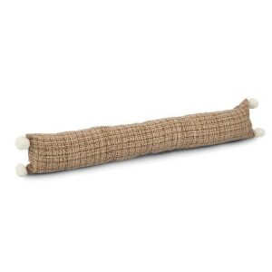 Bizzotto Kathy White Pompon Draught Excluder  |  Houseware Household Goods Brown