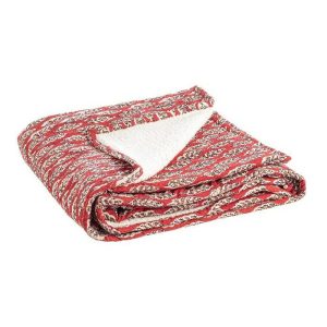 Bizzotto Lorient Red With Leaf Blanket 130 X 180Cm  |  Blankets & Throws Blankets & Throws Blankets & Throws