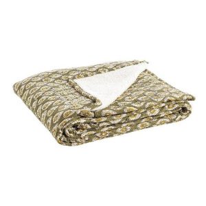 Bizzotto Reims Green With Leaf Blanket 130 X 180Cm  |  Blankets & Throws Blankets & Throws Blankets & Throws