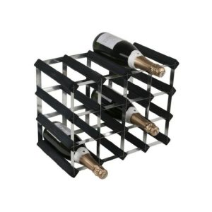 Black Ask Pine 16 Bottles Wine Rack  |  Racks, Holders & Trollies Kitchenware Black