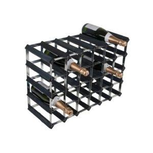 Black Ask Pine 30 Bottles Wine Rack  |  Racks, Holders & Trollies Kitchenware Black