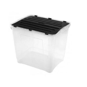 Box With Split Lid 49X36x34 42L  |  Storage Baskets & Boxes Household Goods Clear