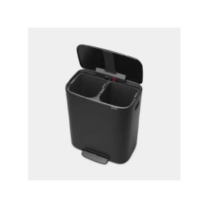 Brabantia Bo Pedal Bin, 2 X 30L Matt Black  |  Bins & Liners Bins & Liners Bins & Liners