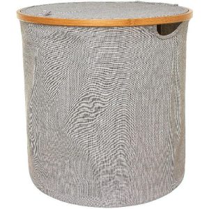 Coincasa Round Laundry Basket In Fabric And Bamboo  |  Laundry & Ironing Accessories Household Goods Grey