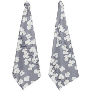 Coincasa Set Of 2 Tea Cloths In Cotton With Flower Print  |  Kitchen Linen Kitchen Linen Kitchen Linen