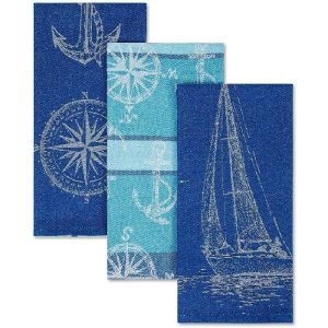 Coincasa Set Of 3 Cotton Tea Towels – 7404850  |  Kitchen Linen Kitchen Linen Blue