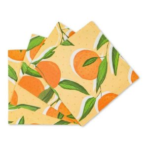 Coincasa Set Of 4 Orange Print Cotton Panama Napkins  |  Kitchen Linen Kitchen Linen Kitchen Linen