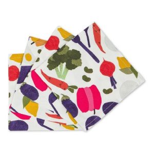 Coincasa Set Of 4 Panama Cotton Napkins With Vegetable Print  |  Kitchen Linen Kitchen Linen Kitchen Linen