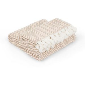 Coincasa Throw In Recycled Cotton, Yarn Dyed – 7411368  |  Blankets & Throws Blankets & Throws Beige