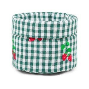 Coincasa Vichy Cotton Storage Basket With Strawberry Embroidery  |  Storage Baskets & Boxes Household Goods Green