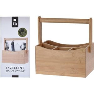 Excellent Houseware Cutlery Holder Bamboo With Handle  |  Dish Drainers & Accessories Dish Drainers & Accessories Dish Drainers & Accessories