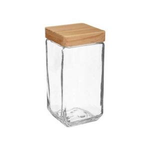 Glass Canister+ Pine Lid 2.0L 22.5Cm  |  Food Storage Food Storage Clear