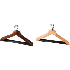 Hanger X 6 Wood Natural Brown 2 Ass  |  Clothes Hangers Clothes Hangers Clothes Hangers