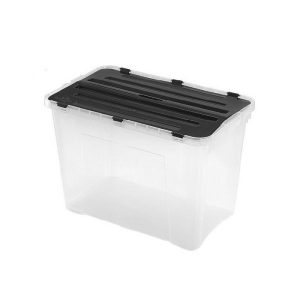 Heidrun Storage Box With Split Lid Black 60L  |  Storage Baskets & Boxes Household Goods Black