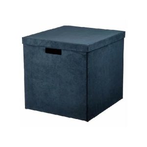 Ikea Gjatta Box With Lid Velvet Dark Blue 32X35x32cm  |  Storage Baskets & Boxes Household Goods Blue