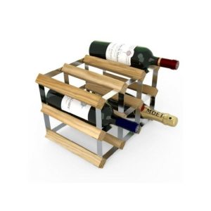 Light Oak Pine 9 Bottle Wine Rack  |  Racks, Holders & Trollies Kitchenware Natural