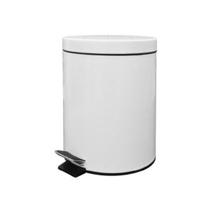 Metal Waste Bin With Pedal 5L White  |  Bins & Liners Bins & Liners Bins & Liners