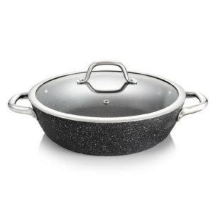 President Stone Deep Frying Pan 28Cm  |  Pots, Lids & Pans Kitchenware Black