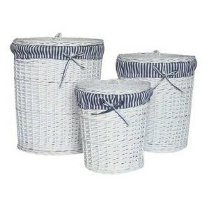 Round Cane Baskets Grey Set Of 3  |  Laundry & Ironing Accessories Household Goods Grey