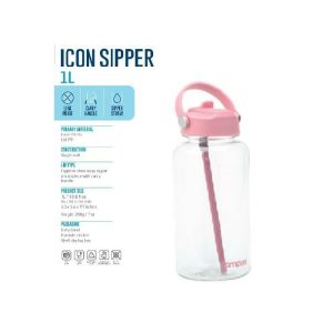 Smash Icon Sipper 1L Ss Straw Pink With Brush  |  Picnicware Kitchenware Picnicware