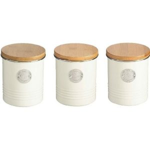 Typhoon Otto Set Of 3 Cannisters In Cream (Tea, Coffee & Sugar)  |  Tea & Coffee Accessories Kitchenware Cream