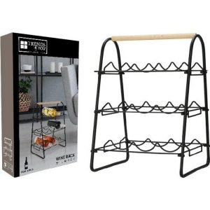 Wine Rack Metal For 9 Bottles  |  Racks, Holders & Trollies Kitchenware Black