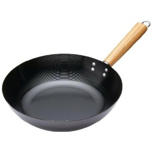 World Of Flavours Oriental 30Cm Carbon Steel Non-Stick Wok With Wooden Handle  |  Pots, Lids & Pans Kitchenware Black