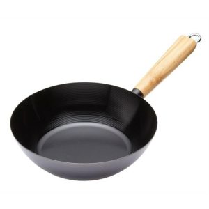 World Of Flavours Oriental 325Cm Carbon Steel Non-Stick Wok With Wooden Handle  |  Pots, Lids & Pans Kitchenware Black