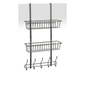 Zeller Door Rack W. 2 Baskets A. Hooks, Metal, Black  |  Storage Baskets & Boxes Household Goods Storage Baskets & Boxes