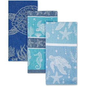 Coincasa Set Of 3 Cotton Tea Towels – 7404849  |  Kitchen Linen Kitchen Linen Blue