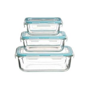 5Five Rectangle Glass Box Clipeat X3 Pm  |  Food Storage Food Storage Blue