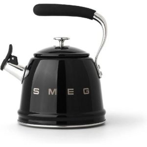 Smeg Kettle 2.3 Lt Retro Whistling Black  |  Tea & Coffee Accessories Kitchenware Black